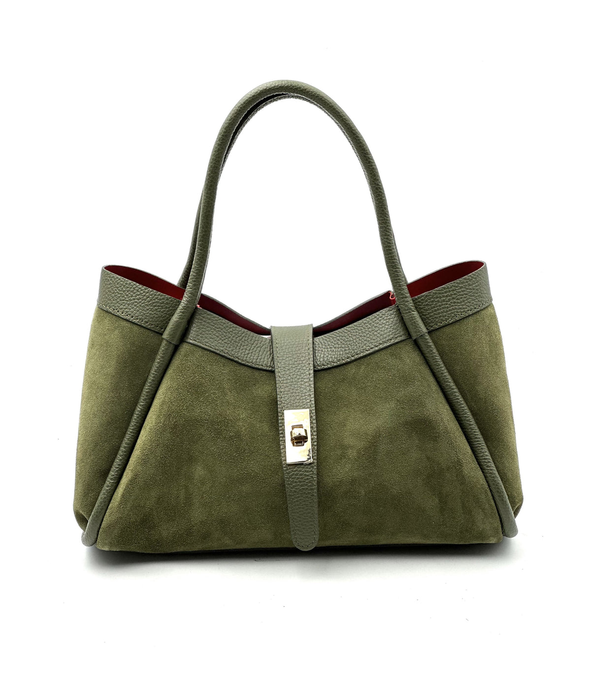 HE820 Military Green Suede Tote Bag
