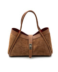 HE822 Dark Tan Suede Tote Bag