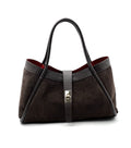 HE823 Dark Brown Suede Tote Bag
