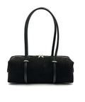HE833 Black Barrel Suede Shoulder Bag