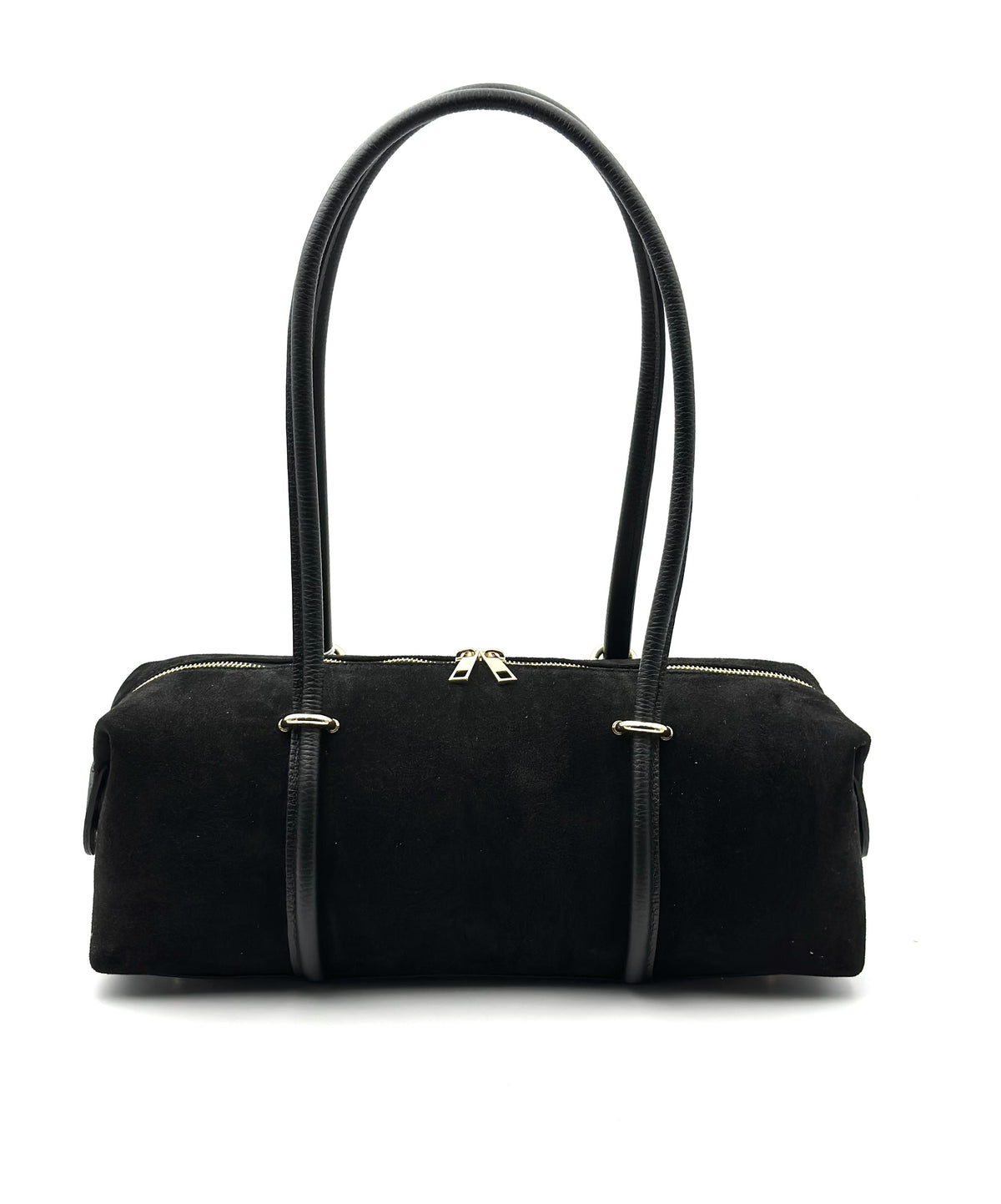 HE833 Black Barrel Suede Shoulder Bag