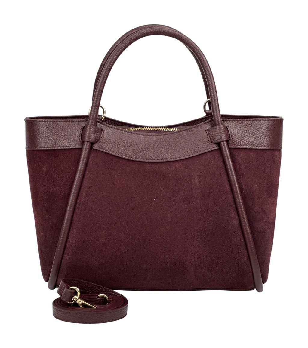 HE834 Burgundy Suede Tote Bag