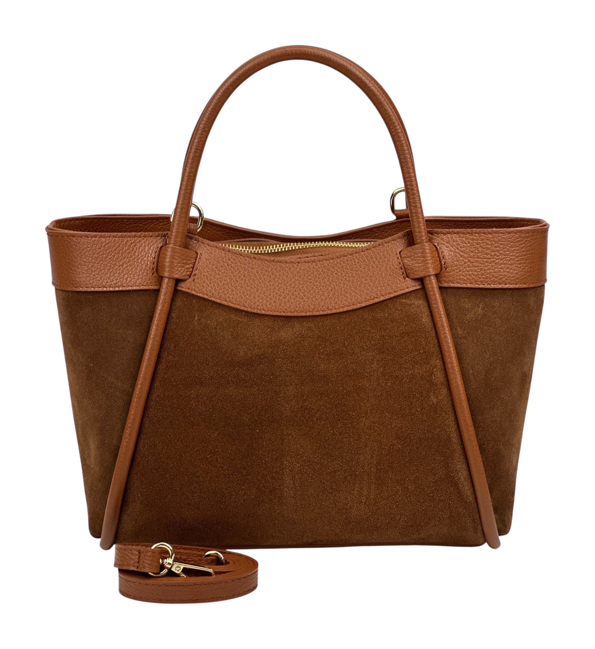 HE836 Dark Tan Suede Tote Bag