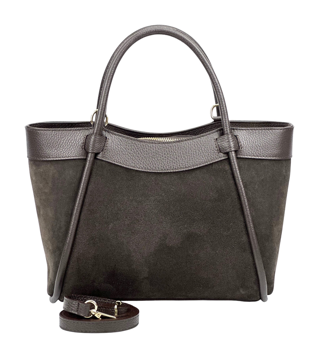 HE838 Dark Brown Suede Tote Bag