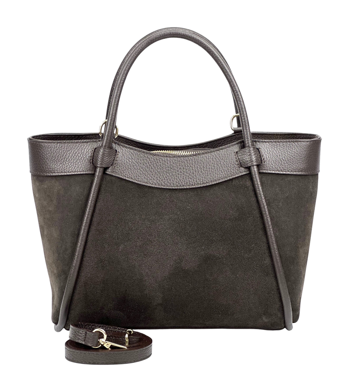 HE838 Dark Brown Suede Tote Bag