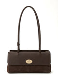 HE844 Brown Flap Suede Shoulder Bag