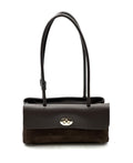 HE845 Dark Brown Flap Suede Shoulder Bag