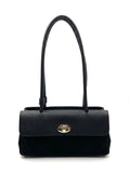 HE846 Black Flap Suede Shoulder Bag