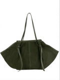 HE862 Military Green Slouchy Suede Tote Bag
