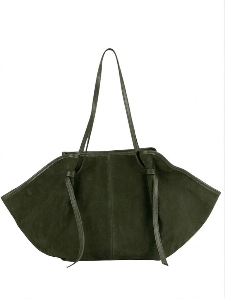 HE862 Military Green Slouchy Suede Tote Bag