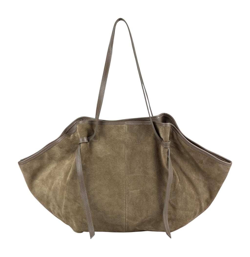 HE863 Dark Taupe Slouchy Suede Tote Bag