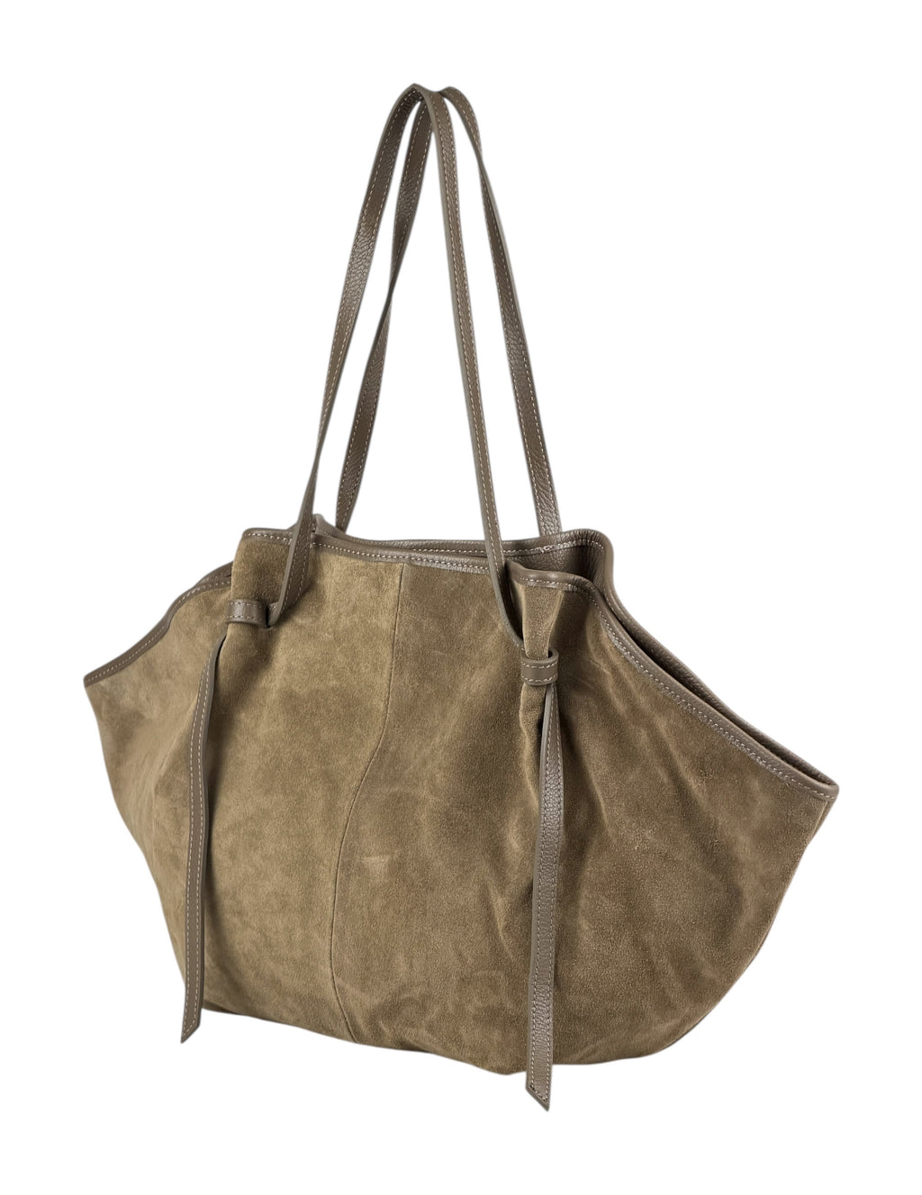 HE863 Dark Taupe Slouchy Suede Tote Bag