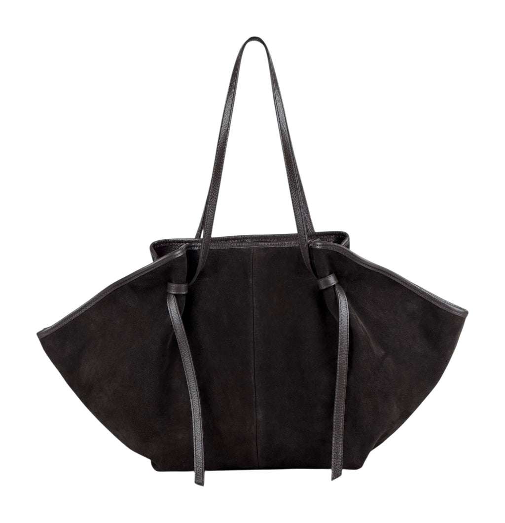 HE865 Dark Brown Slouchy Suede Tote Bag