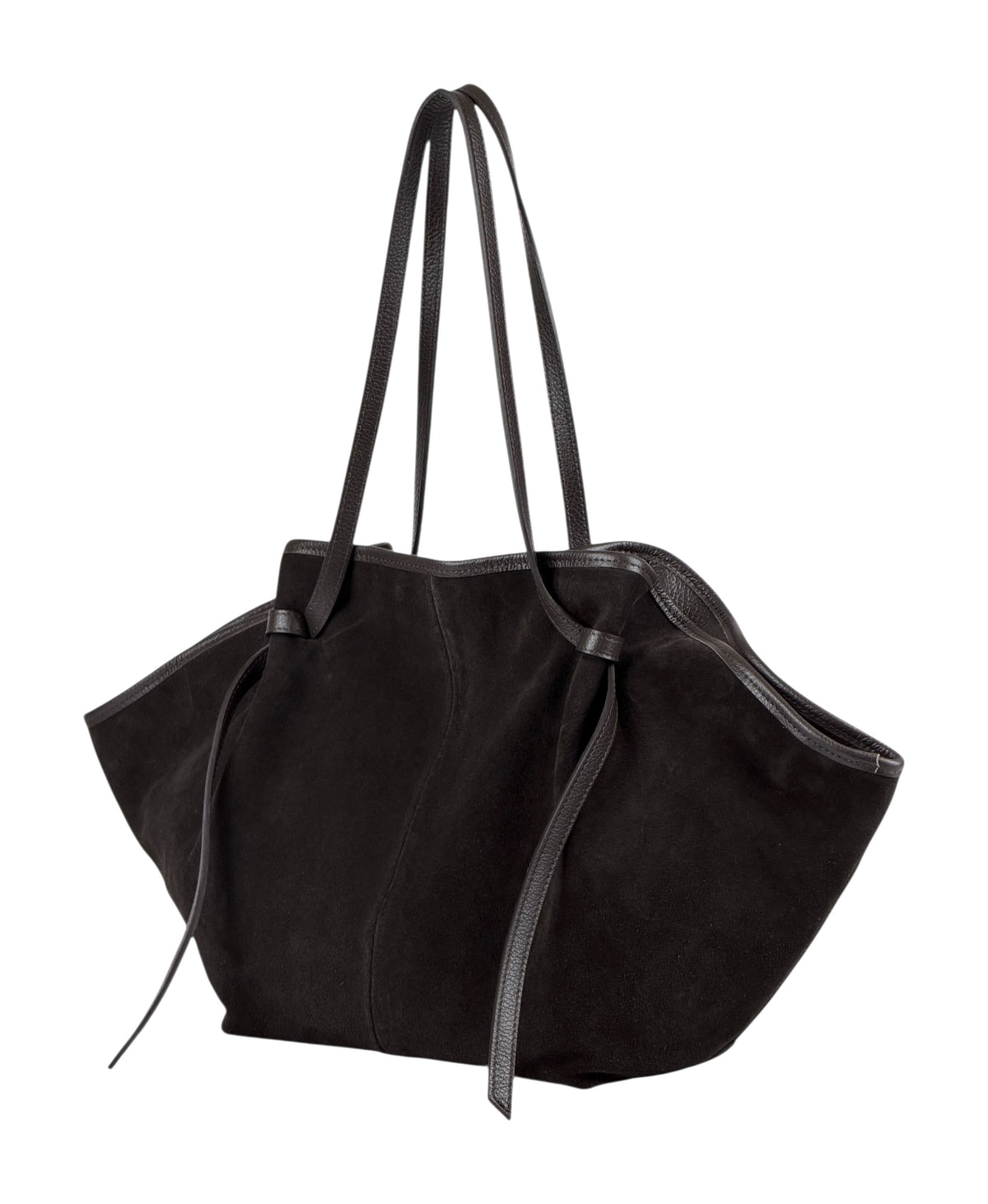 HE865 Dark Brown Slouchy Suede Tote Bag
