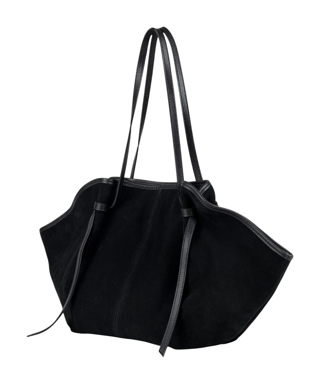 HE866 Black Slouchy Suede Tote Bag