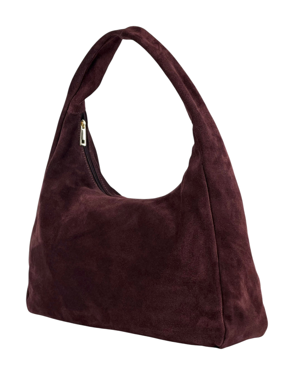 HE867 Burgundy Suede Hobo Bag