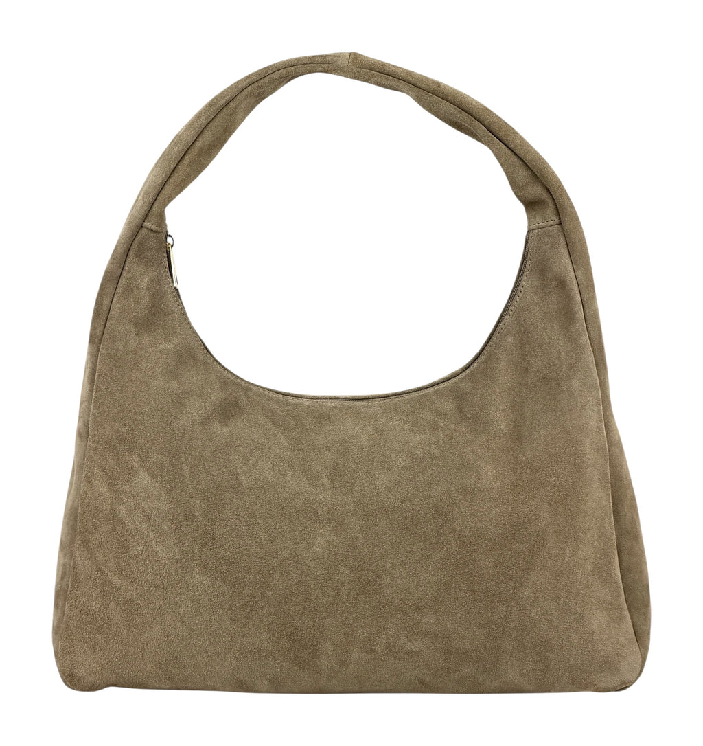HE868 Taupe Suede Hobo Bag