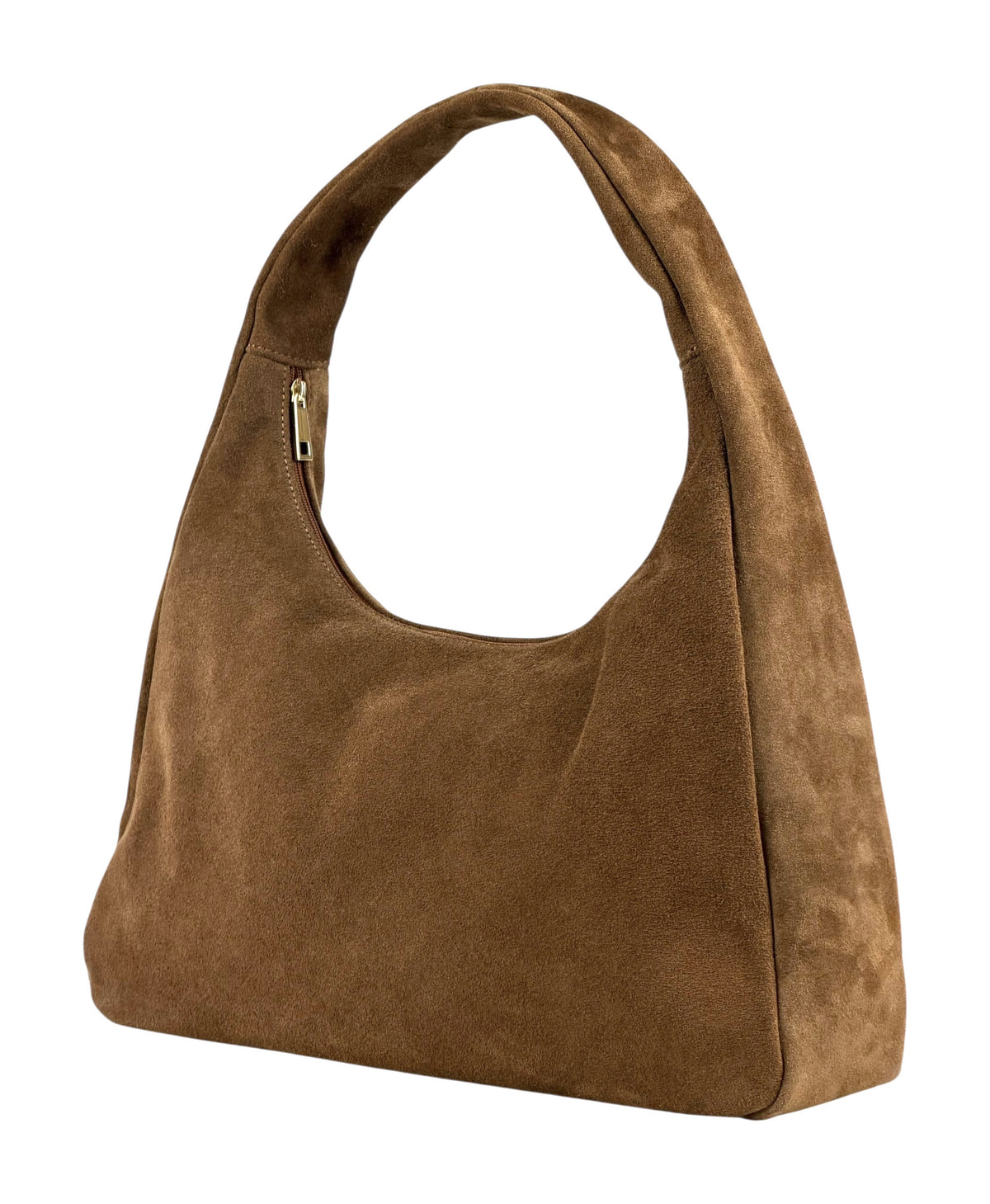 HE869 Dark Tan Suede Hobo Bag