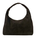 HE871 Dark Brown Suede Hobo Bag