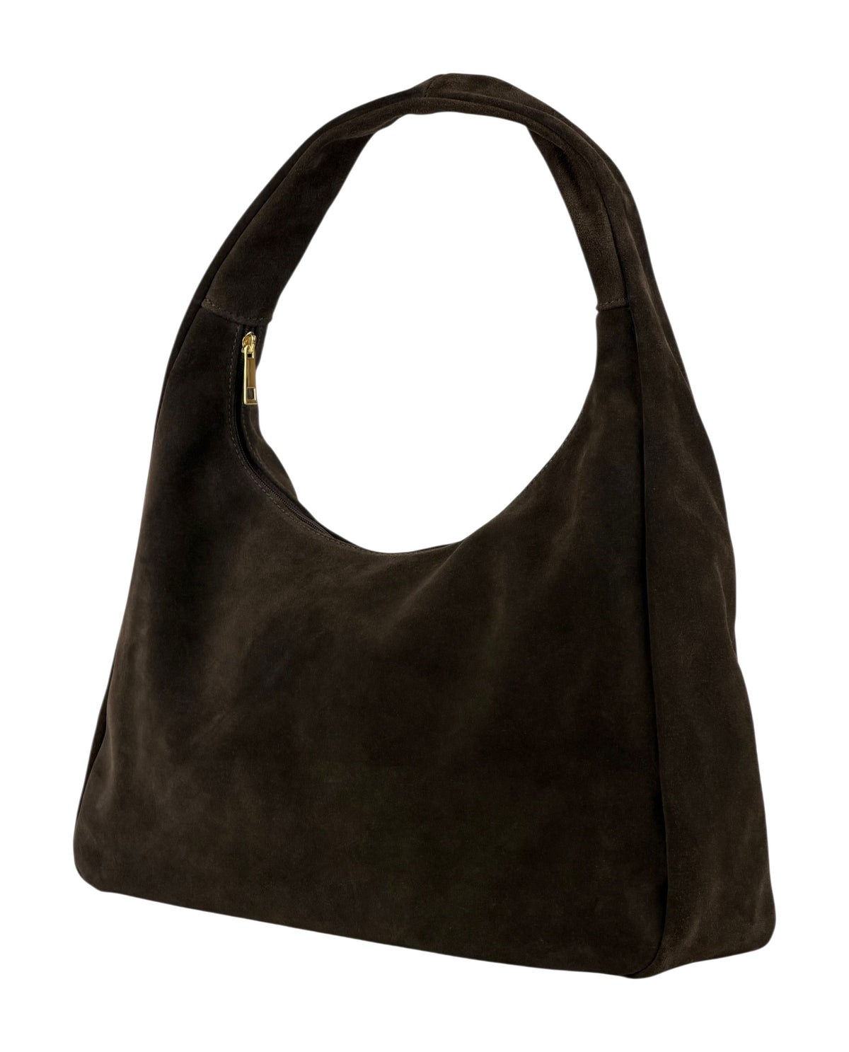HE871 Dark Brown Suede Hobo Bag