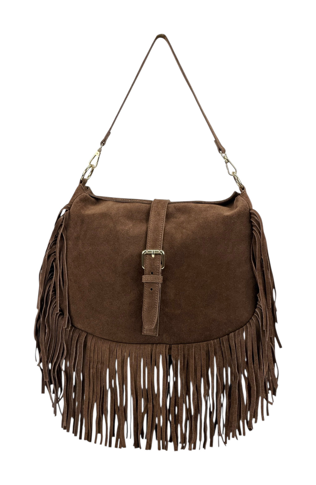 HE884 Brown Fringe Suede Shoulder Bag