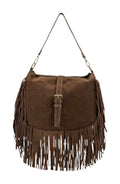 HE884 Brown Fringe Suede Shoulder Bag