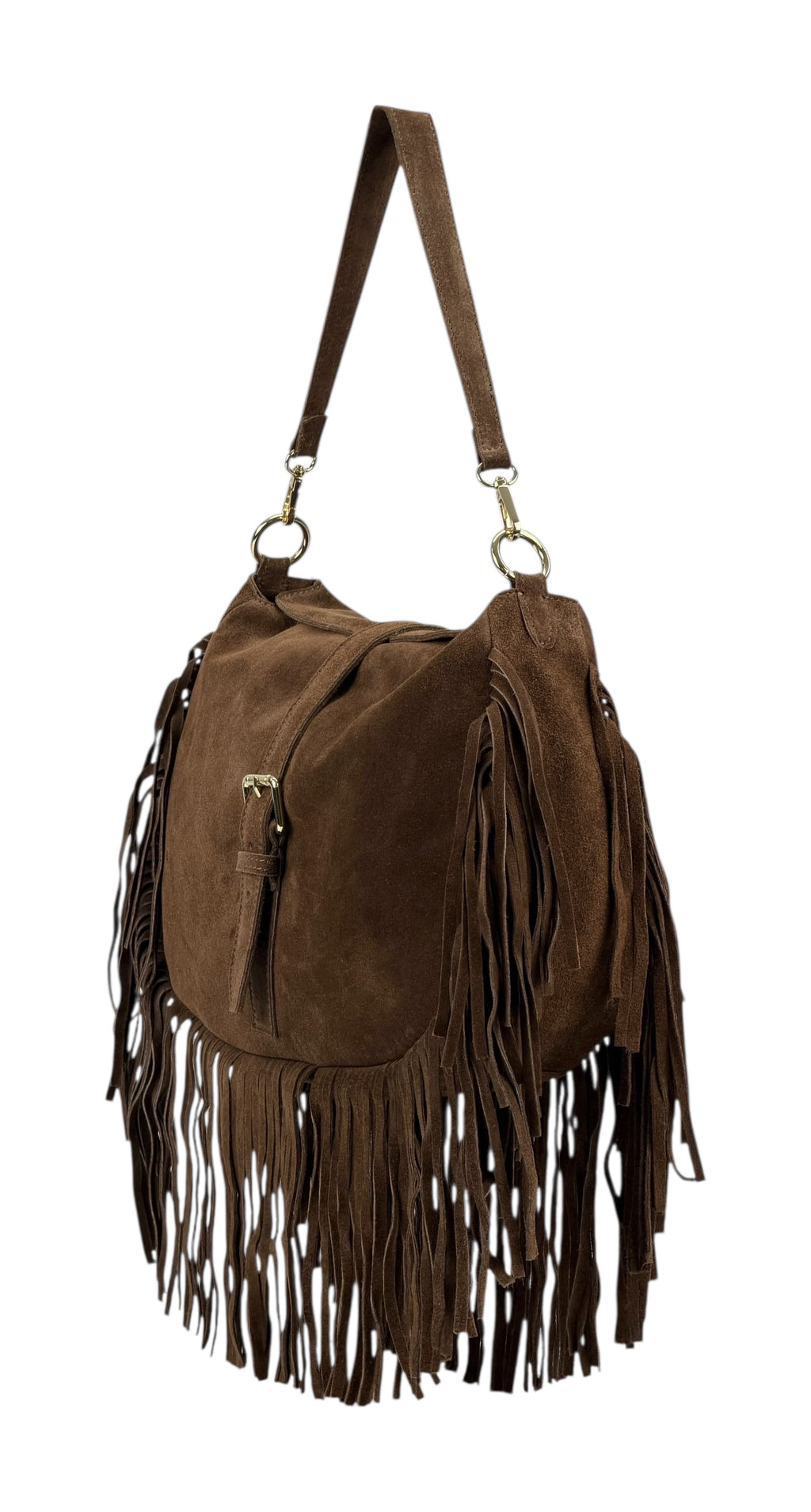 HE884 Brown Fringe Suede Shoulder Bag
