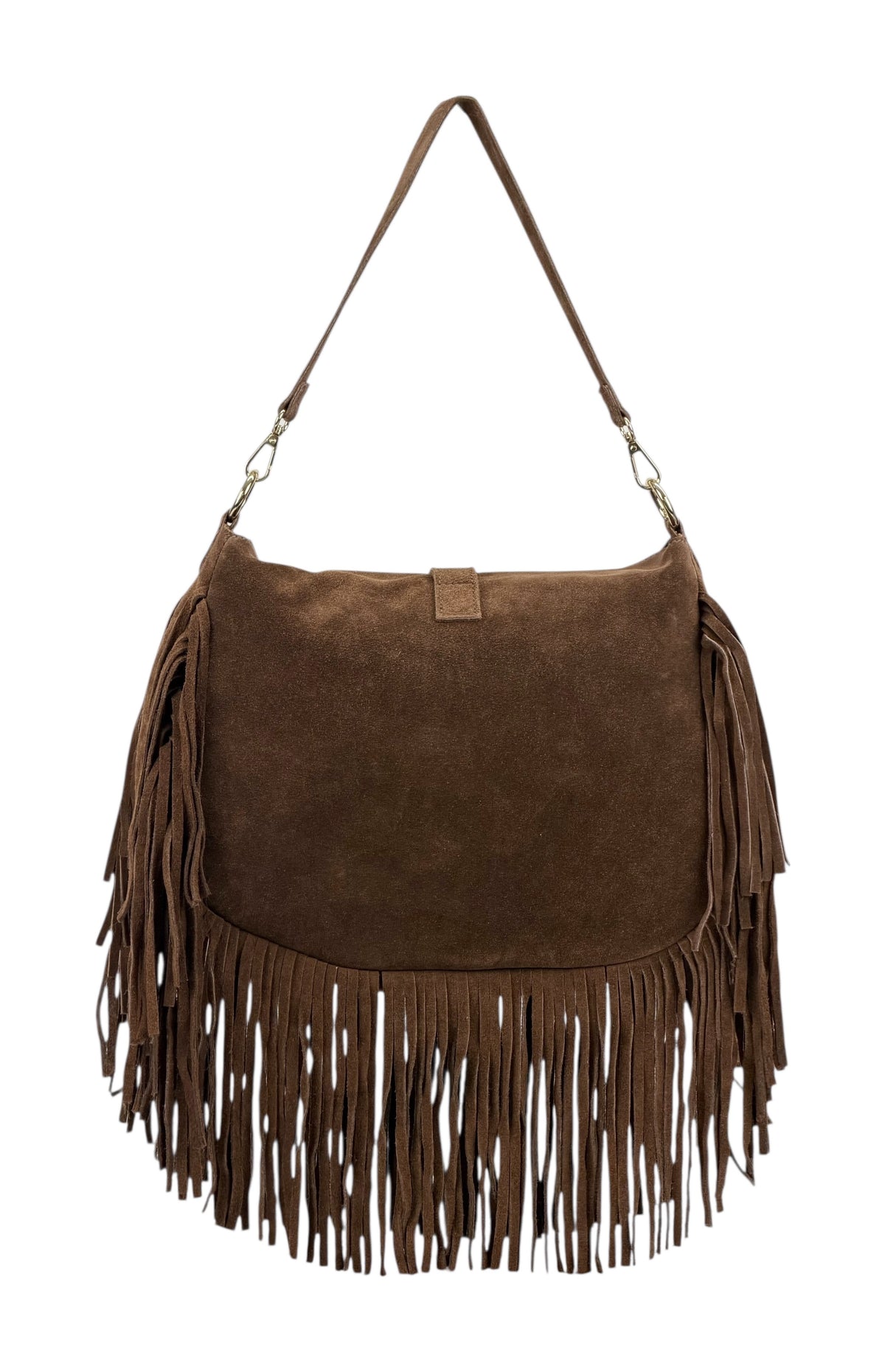 HE884 Brown Fringe Suede Shoulder Bag