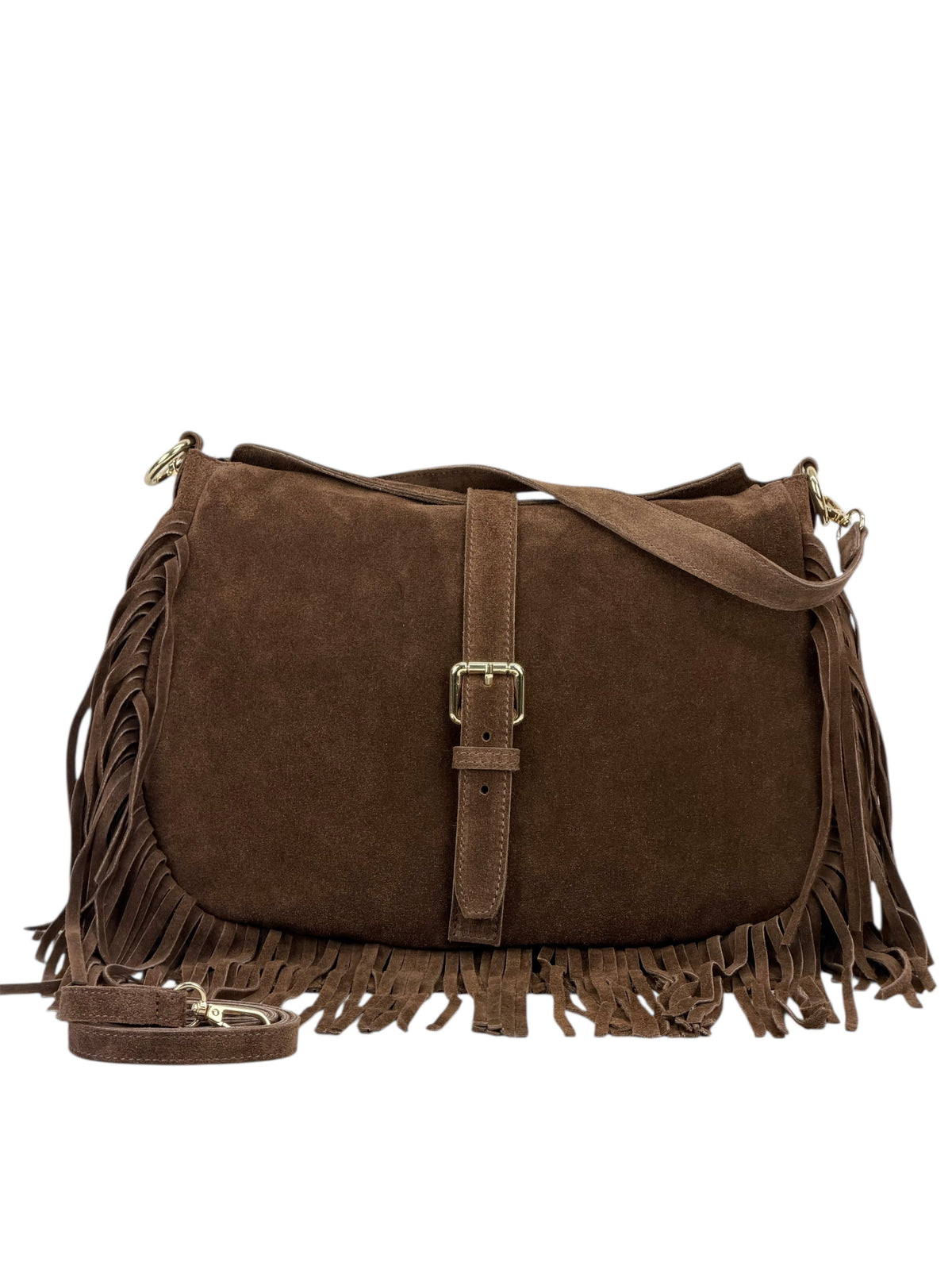 HE884 Brown Fringe Suede Shoulder Bag