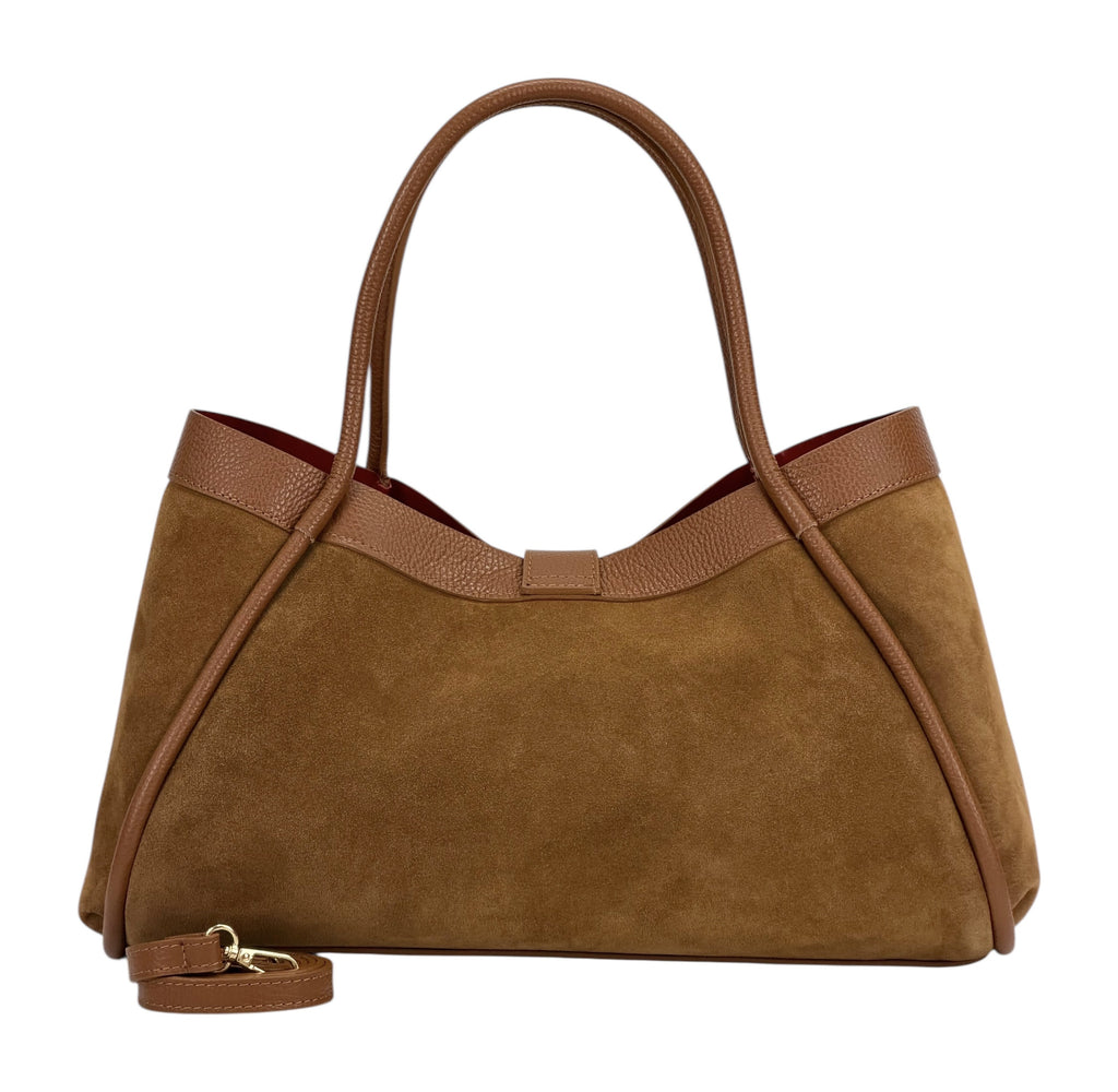 HE891 Dark Tan Suede Tote Bag