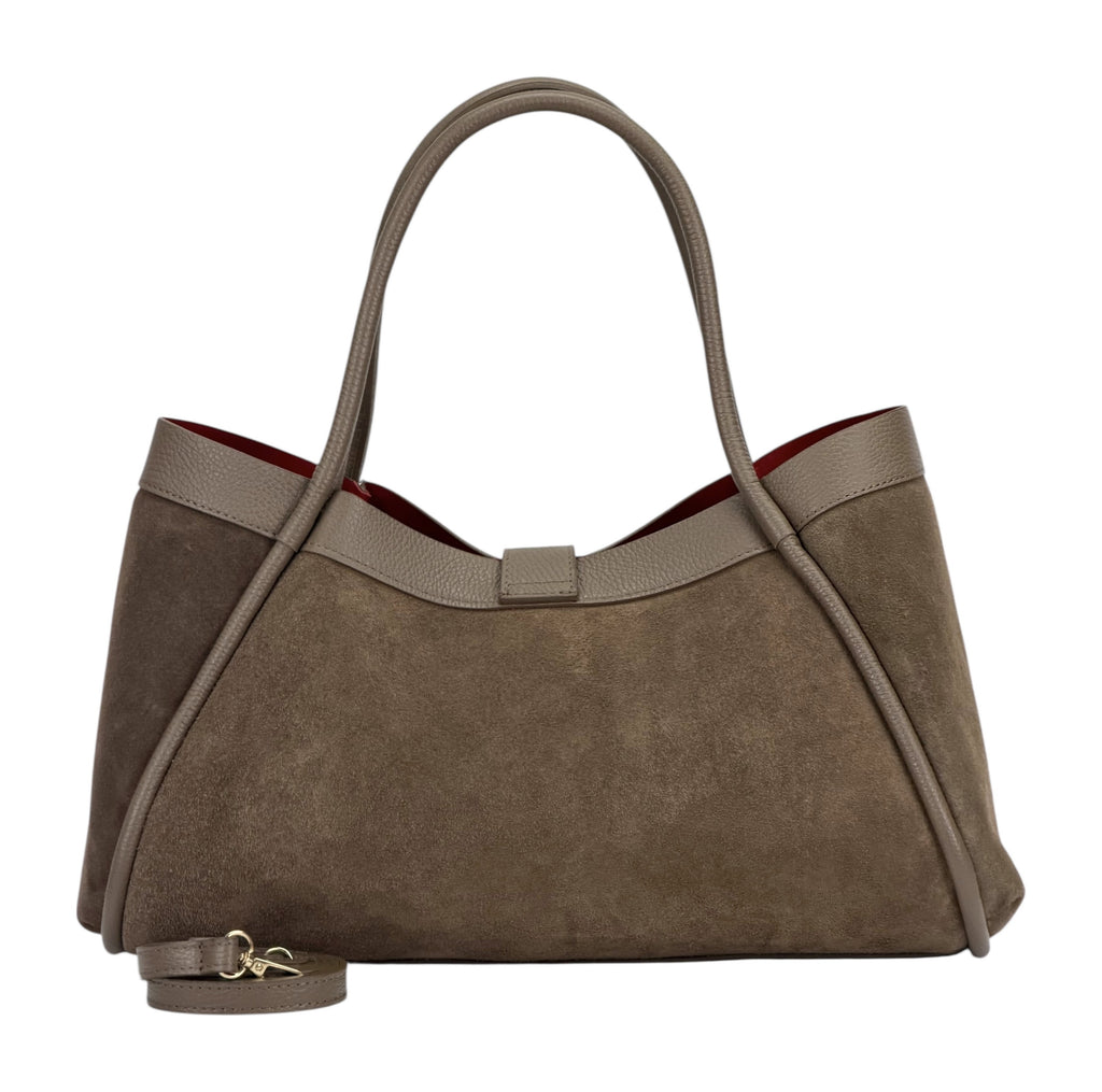 HE892 Dark Taupe Suede Tote Bag