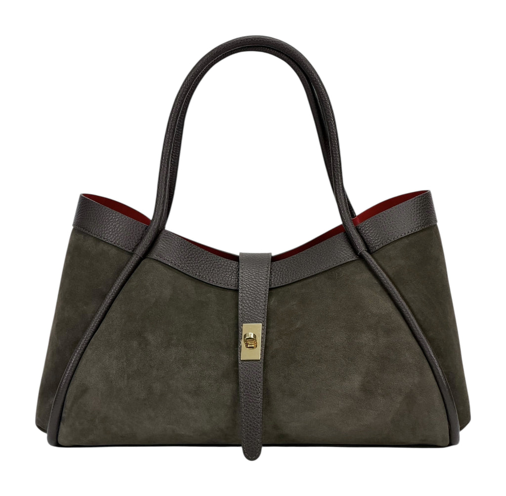 HE893 Dark Brown Suede Tote Bag