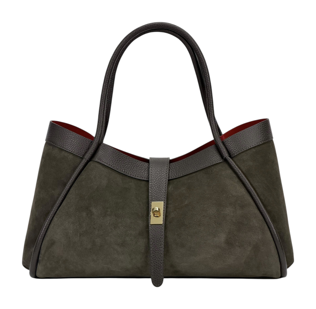HE893 Dark Brown Suede Tote Bag
