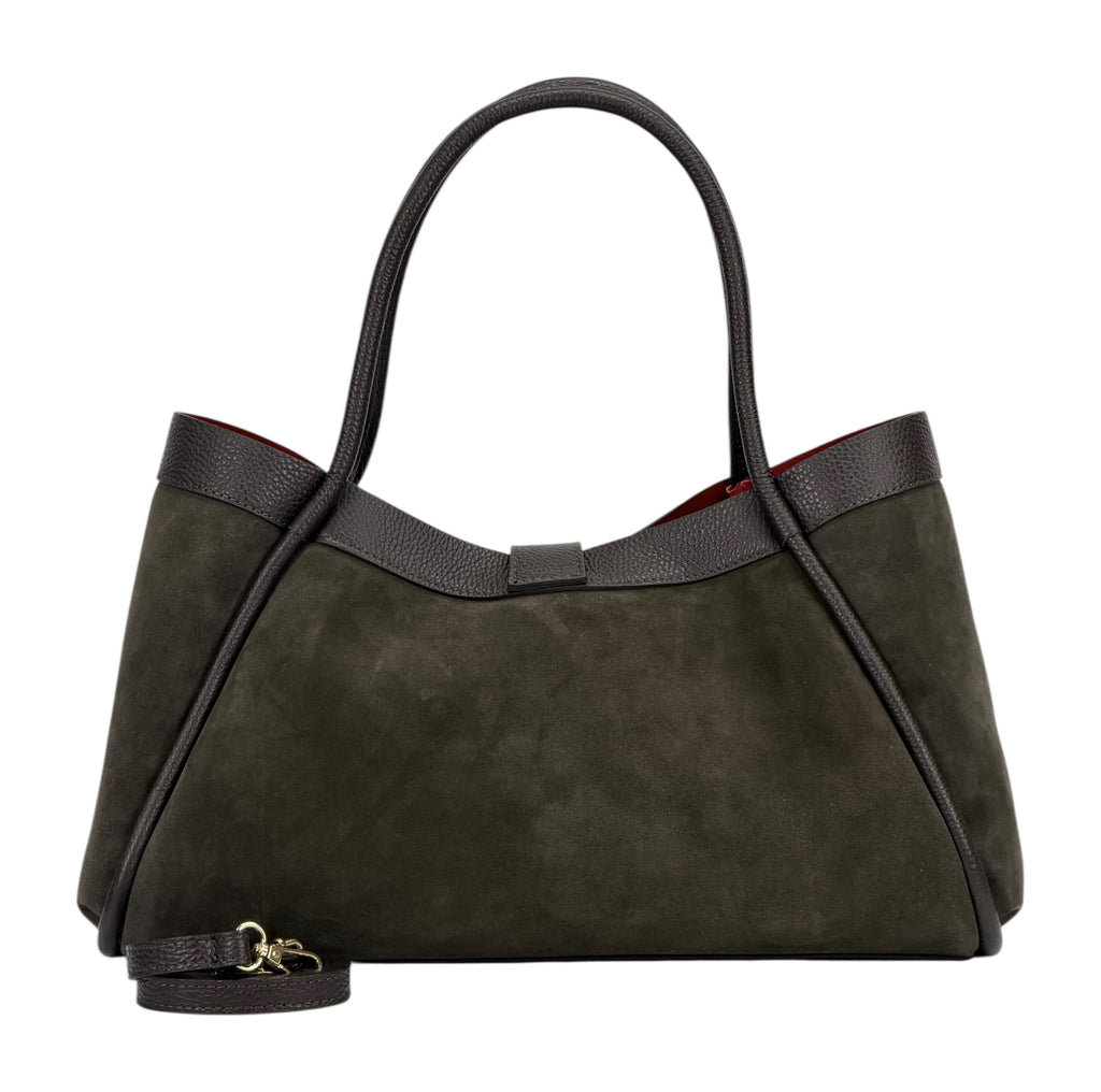 HE893 Dark Brown Suede Tote Bag
