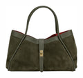 HE895 Military Green Suede Tote Bag