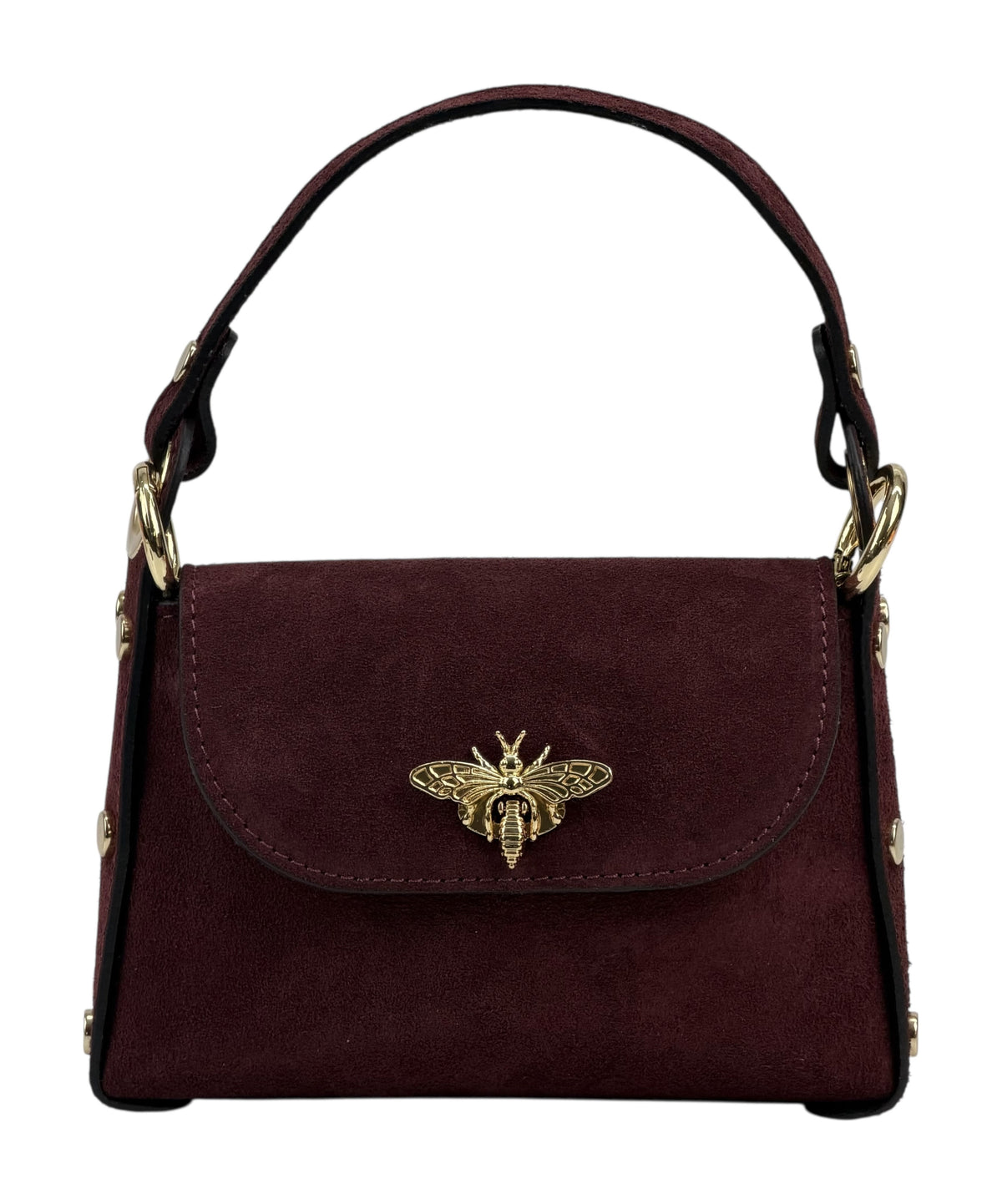 HE896 Burgundy Mini Suede Top Handle Bag