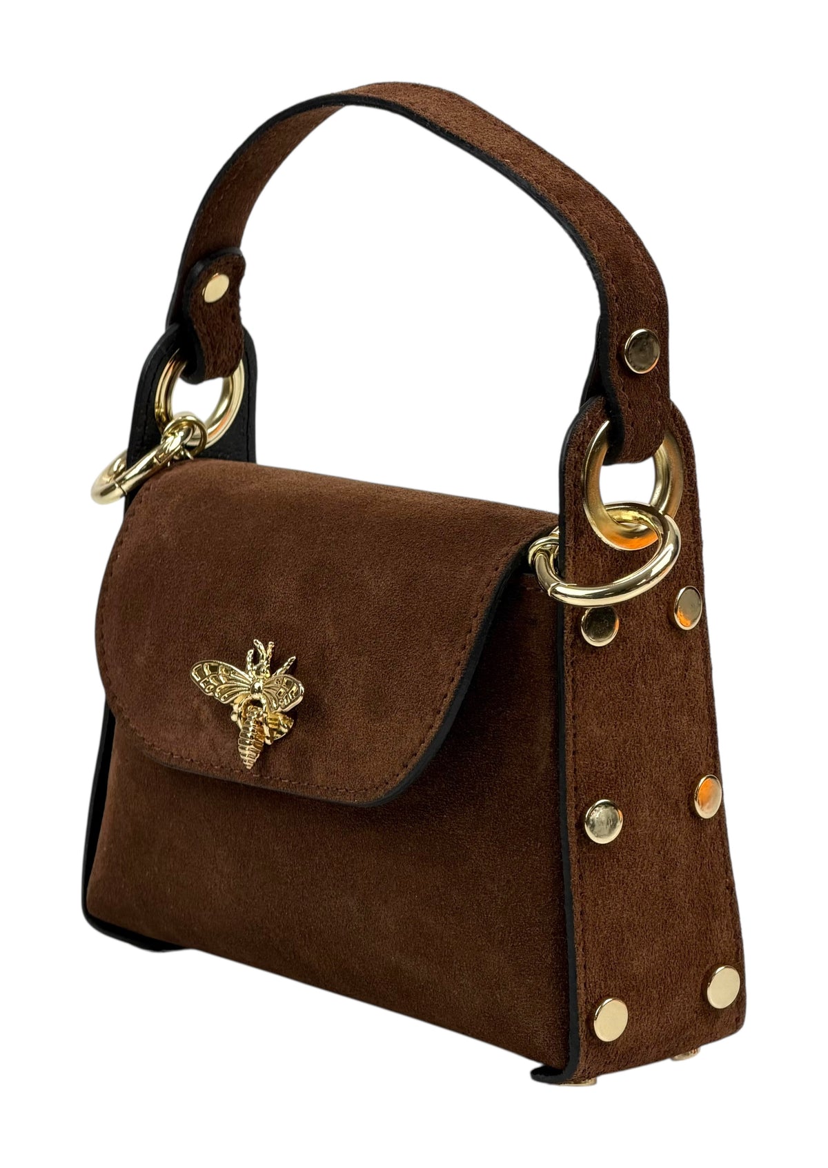 HE900 Brown Mini Suede Top Handle Bag
