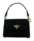 HE902 Black Mini Suede Top Handle Bag