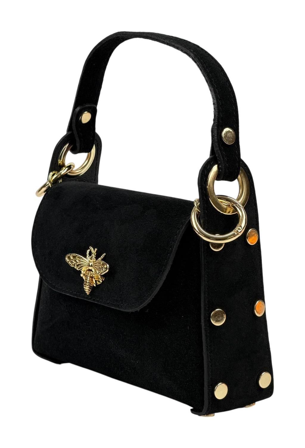 HE902 Black Mini Suede Top Handle Bag