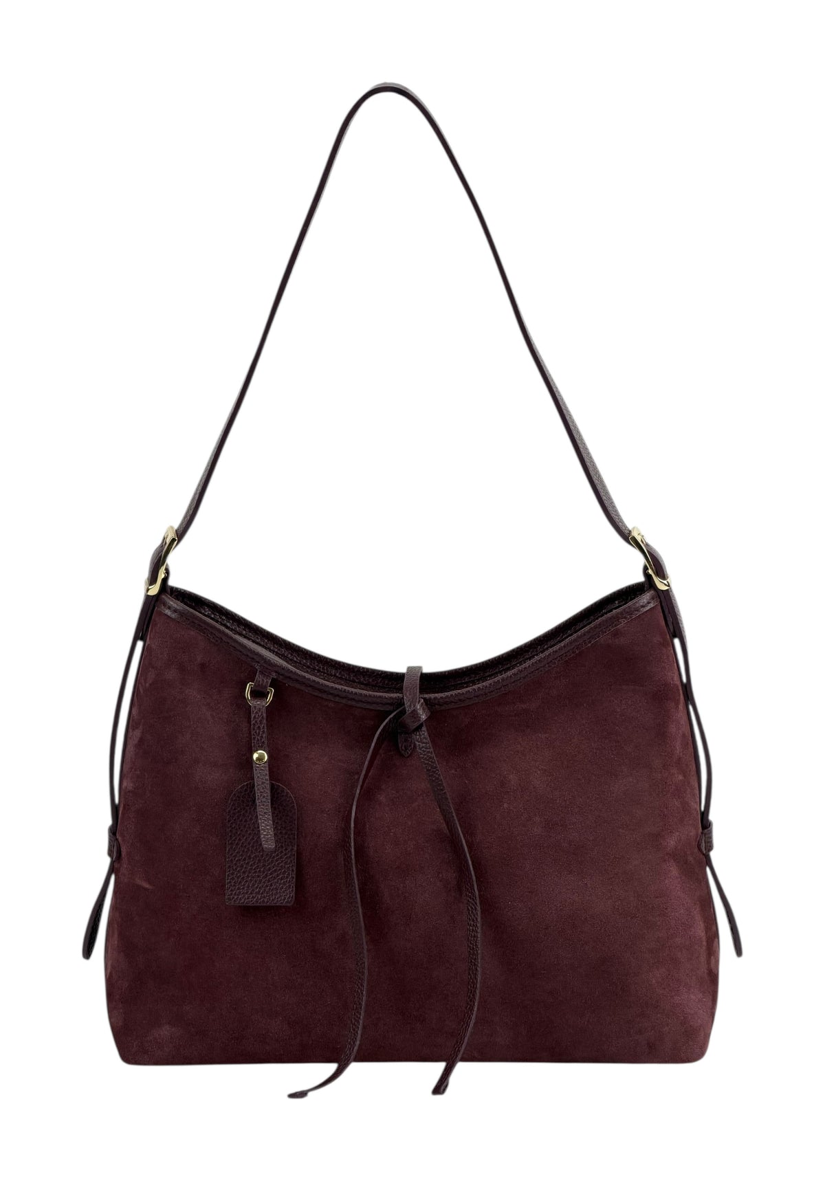 HE903 Burgundy Slouchy Suede Hobo Bag