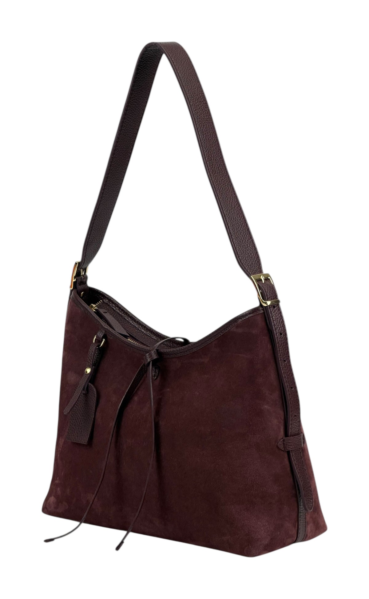 HE903 Burgundy Slouchy Suede Hobo Bag