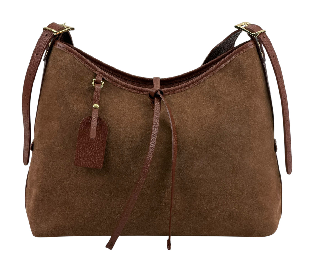 HE904 Brown Slouchy Suede Hobo Bag