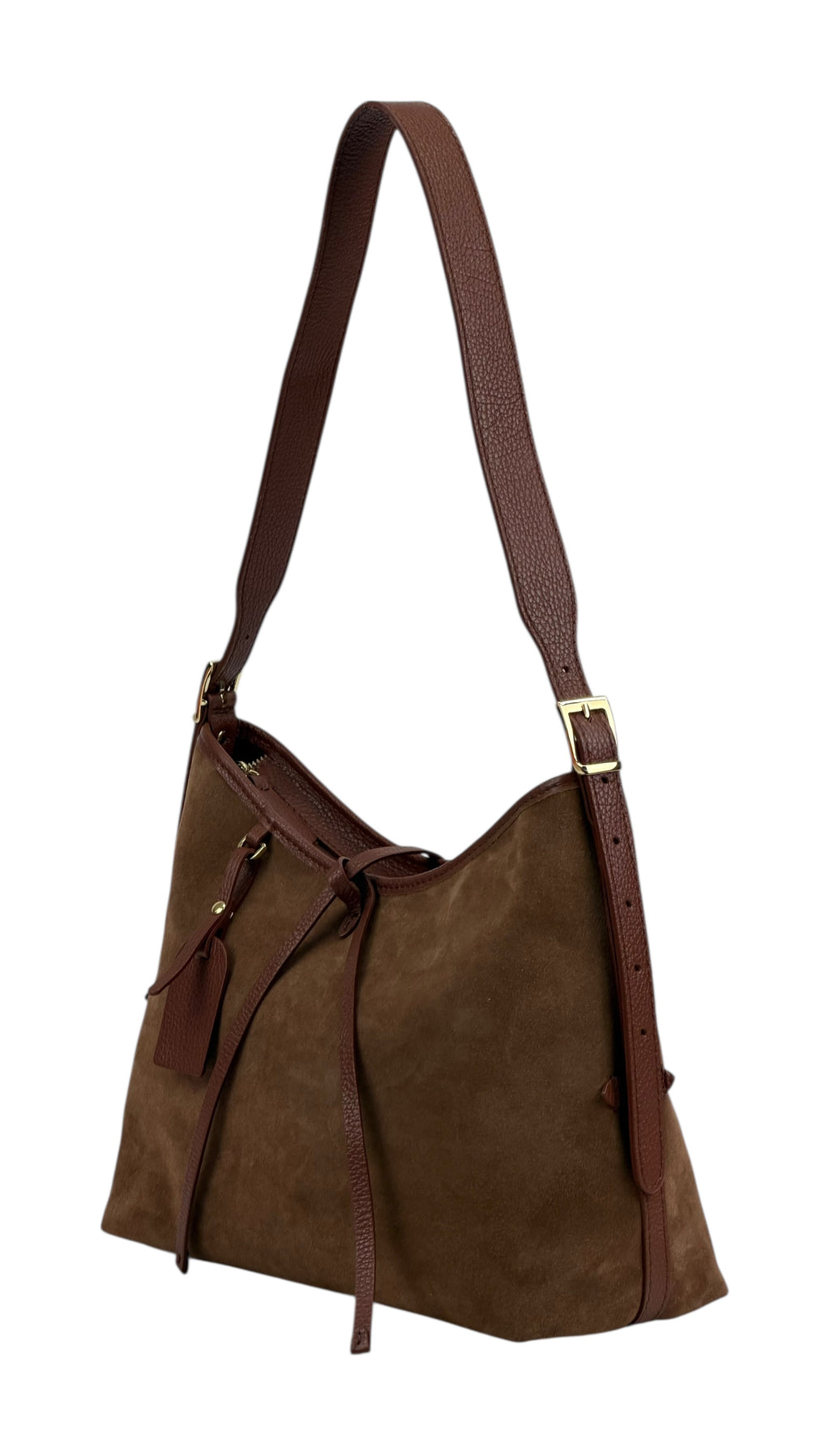 HE904 Brown Slouchy Suede Hobo Bag