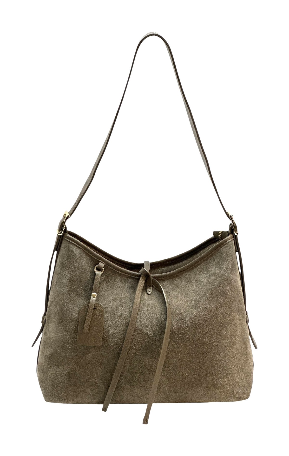 HE905 Dark Taupe Slouchy Suede Hobo Bag