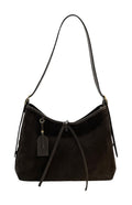 HE906 Dark Brown Slouchy Suede Hobo Bag