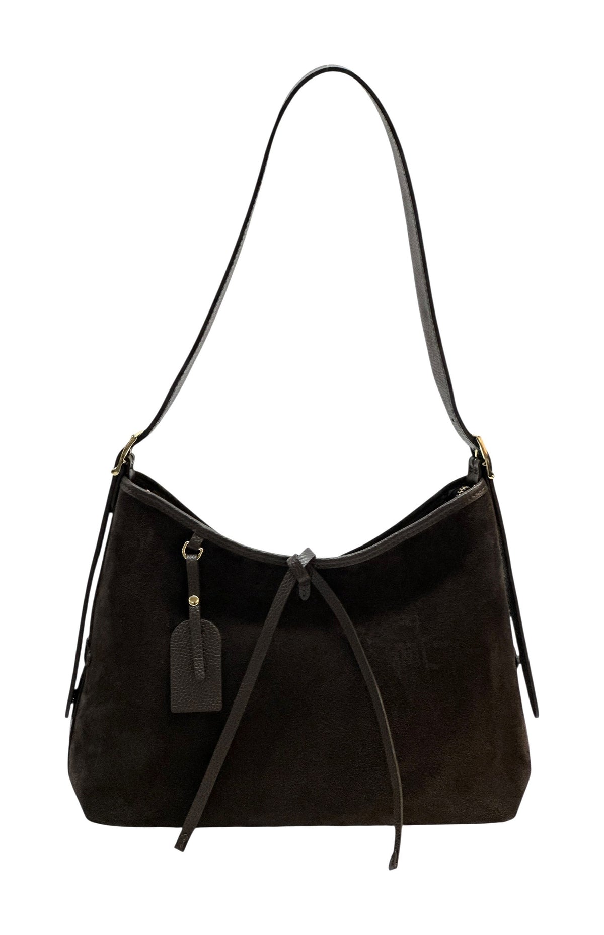 HE906 Dark Brown Slouchy Suede Hobo Bag