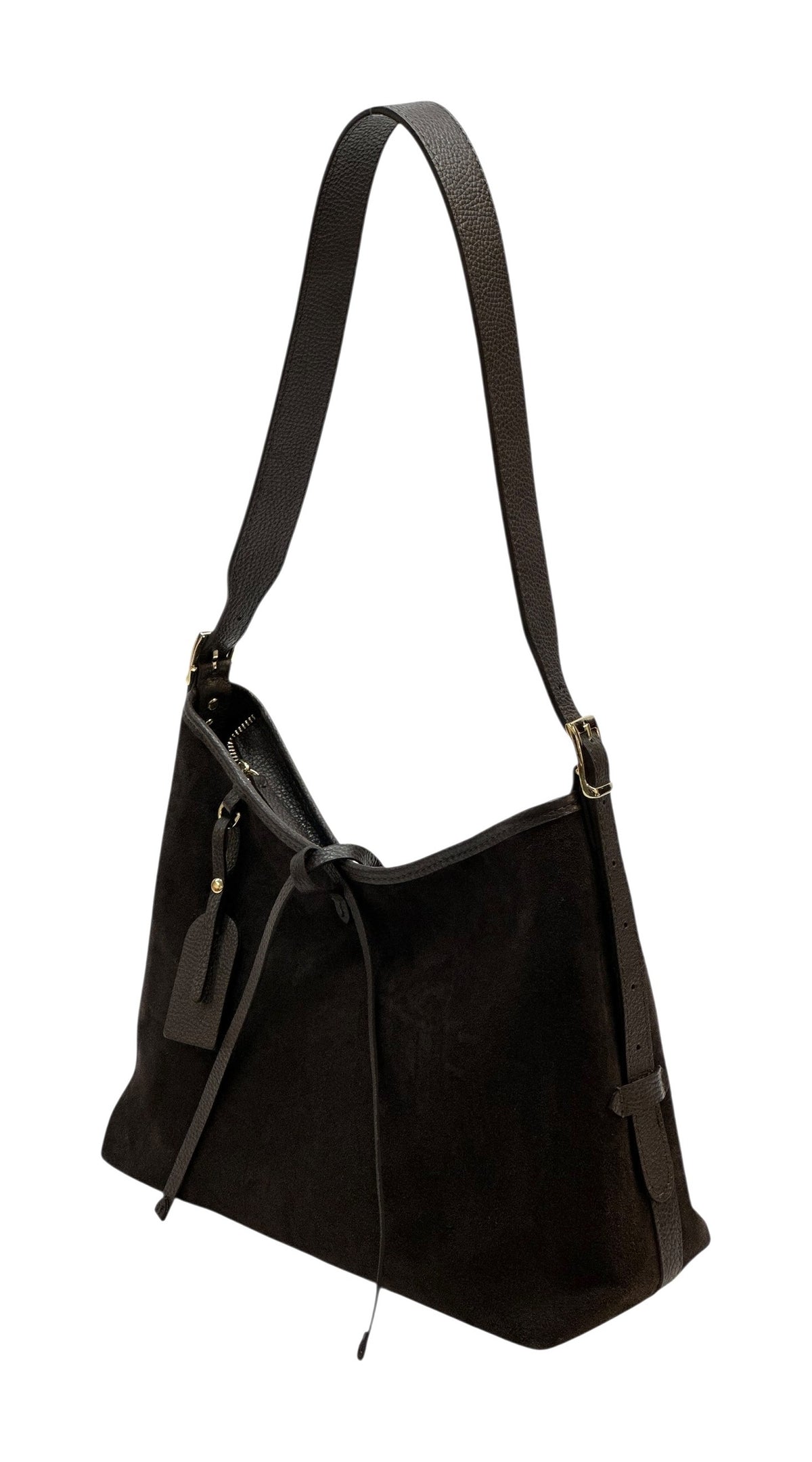 HE906 Dark Brown Slouchy Suede Hobo Bag