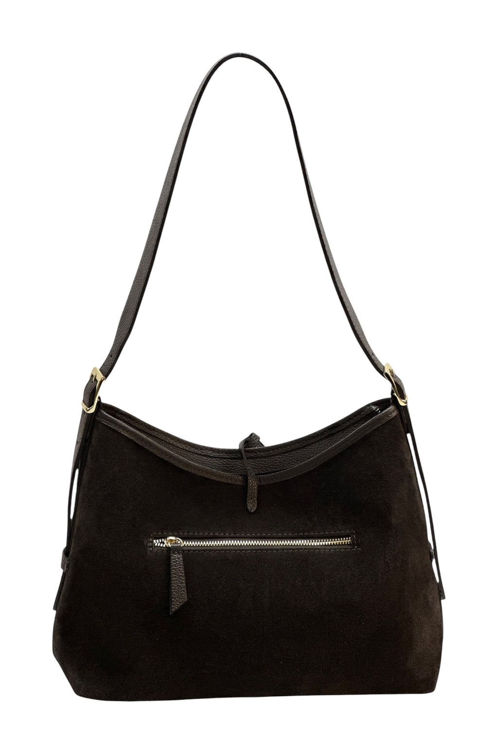 HE906 Dark Brown Slouchy Suede Hobo Bag