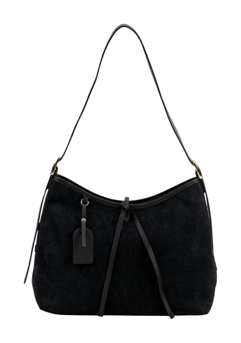 HE907 Black Slouchy Suede Hobo Bag