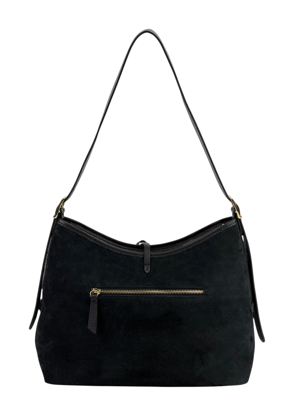 HE907 Black Slouchy Suede Hobo Bag